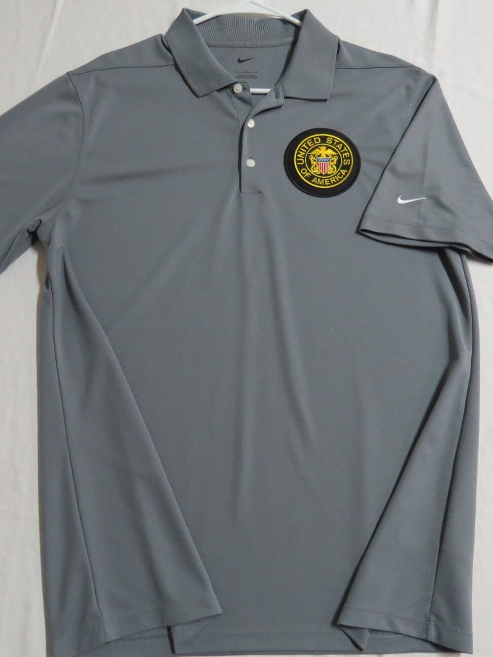 L-XL USA Gray Nike Dri-Fit Men's db #16K Golf Polo Shirt